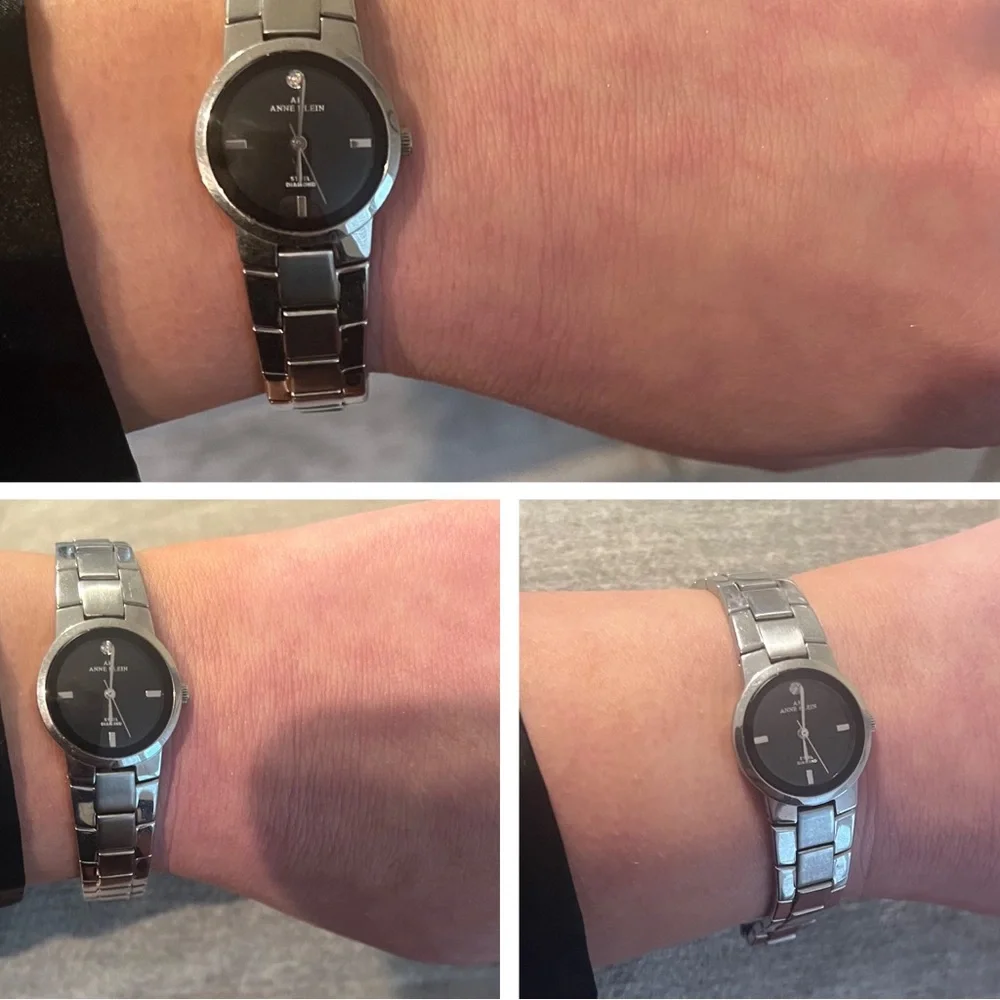 Vintage Anne Klein Genuine Diamond Stainless Steel Water Resistant Watch EUC